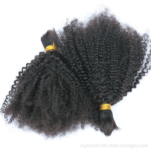Cuticle aligned single donor afro kinky curly hair bulk 30inch natural brazilian human hair extension